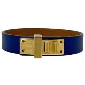 HERMES Blue Leather Charm Bracelet